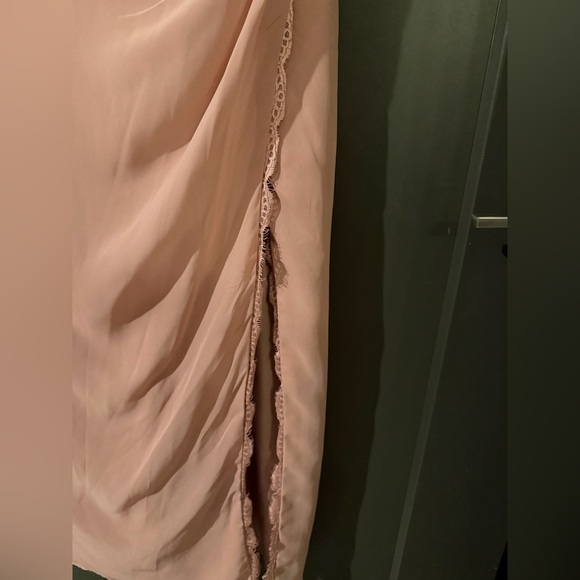 NWOT Azazie Dusty Rose Bridesmaid Wedding Formal Dress Lace Trim size 14 - Picture 2 of 6